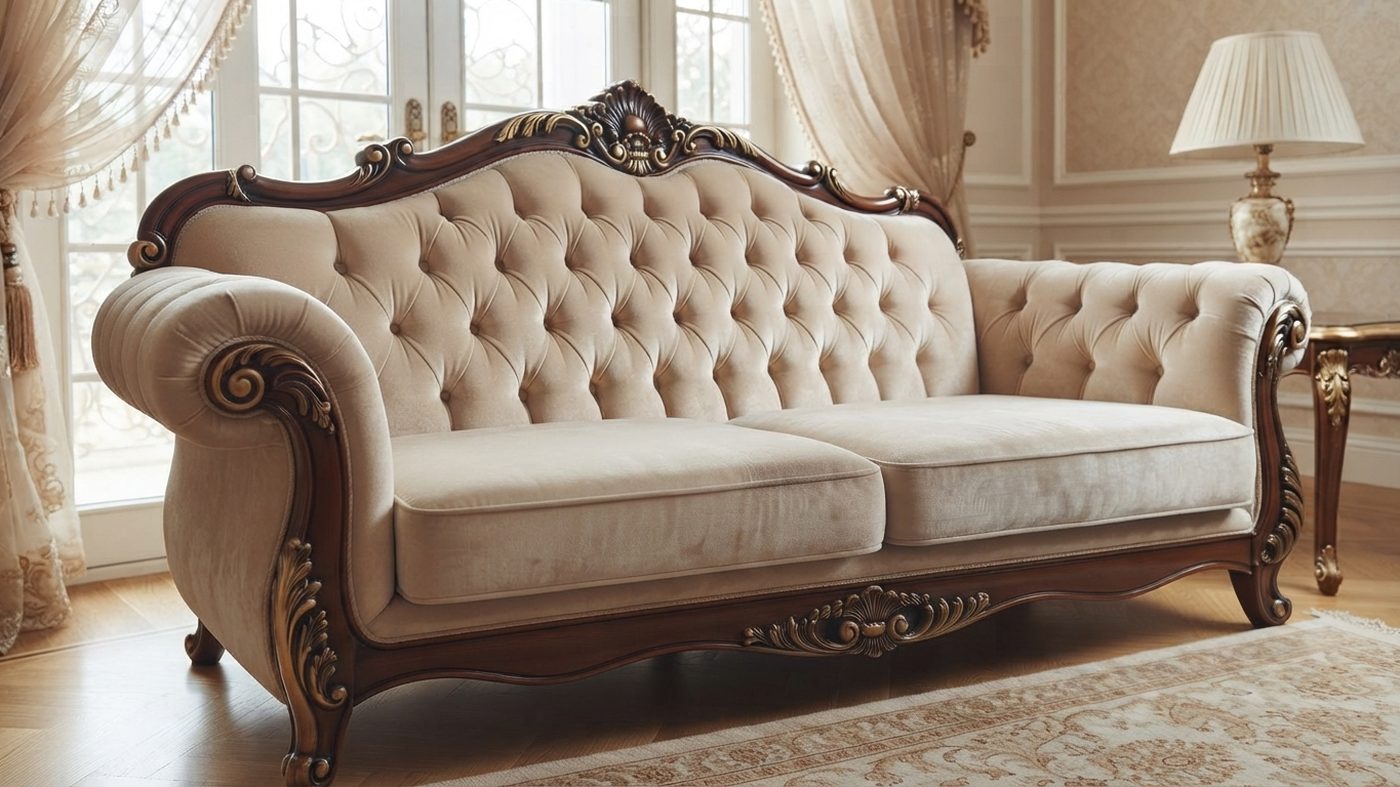 A sofa being deep cleaned and extracted by MELLS in a Dubai home